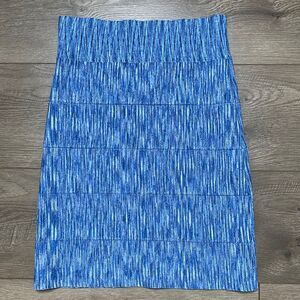 BCBGMaxAzria High Rise Blue Space Dyed Stretch Bandage Pencil‎ Skirt Size Small